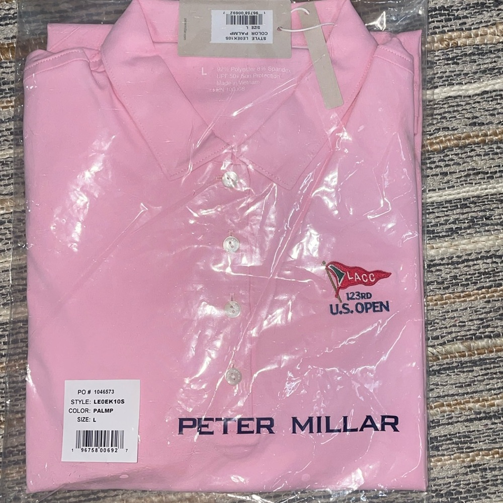 Peter Millar 123rd US Open LACC Ladies pink Golf Polo . NEW in package w/ tags